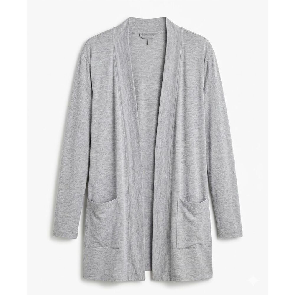 #963. State of Day Sleep Heather Grey Modal Knit Open Front Cardigan
